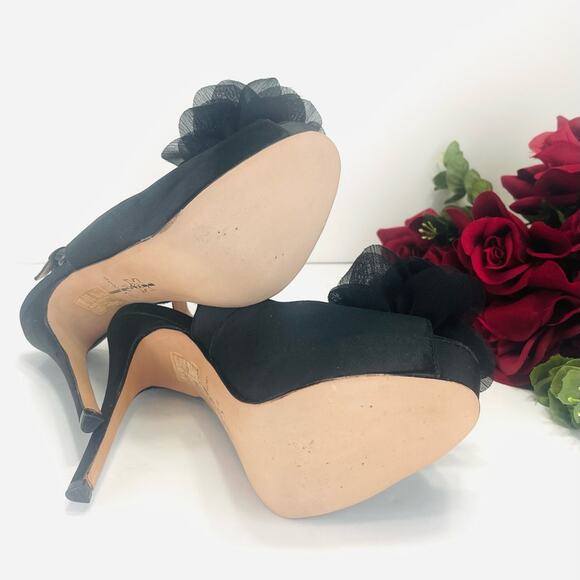 Dolce Vita Amore Platform Stiletto Heels Size 7.5 Black Slingback Open/Peep Toe - Picture 7 of 16